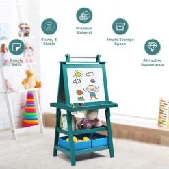 Costway 3 In 1 Double-Sided Wooden Kid's Art Easel Whiteboard -Dolls Discount Store GUEST 000b8535 bd97 42b1 89b6 04d11e03953f