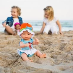 Miniland Educational Doll Clothes, Fits 12-5/8" Dolls, Warm Weather Romper/Hat Set