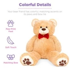 Best Choice Products 38in Giant Soft Plush Teddy Bear Stuffed Animal Toy W/ Bow Tie, Footprints -Dolls Discount Store GUEST 064bc590 f67d 4ce0 a208 d9cf3365565a