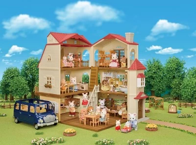 Calico Critters Red Roof Grand Mansion Gift Set, Dollhouse Playset With 3 Figures, Furniture, Vehicle And Accessories 4 Calico Critters Red Roof Grand Mansion Gift Set, Dollhouse Playset With 3 Figures, Furniture, Vehicle And Accessories - Image 2