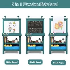 Costway 3 In 1 Double-Sided Wooden Kid's Art Easel Whiteboard -Dolls Discount Store GUEST 0d330f13 c068 4ca4 a42a e4c1e1808f43