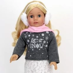 Sophia's - 18" Doll - "Let It Snow" Sweater, Lace Skirt, Leggings, Earmuffs, Pocket Scarf & Ewe Boots - Grey/White/Pink -Dolls Discount Store GUEST 0e2a2024 51d0 43c3 bcc1 f9b749f91402
