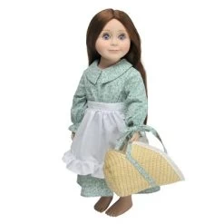 The Queen's Treasures 18 Inch Green Calico Prairie Dress, Apron, And Bonnet -Dolls Discount Store GUEST 1b358f8a 4eb0 447e bd3f cc5fb8c7536c