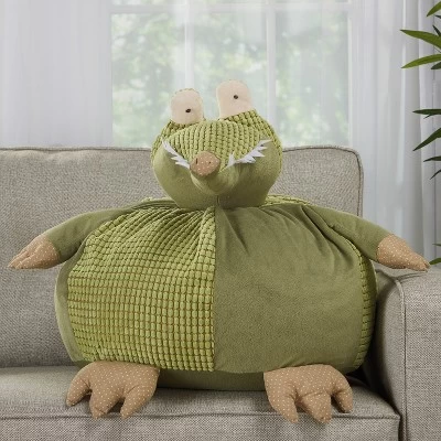 Mina Victory Crocodile Pouf Green 18" X 18" Stuffed Animal 4 Mina Victory Crocodile Pouf Green 18" X 18" Stuffed Animal - Image 2