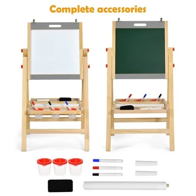 Costway Kids Art Easel W/ Whiteboard & Paper Roll Double Sided Chalkboard 9 Costway Kids Art Easel W/ Whiteboard & Paper Roll Double Sided Chalkboard - Image 7