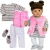 Sophia’s 4 Piece Winter Outfit With Shoes Set For 15'' Dolls, Pink/Gray