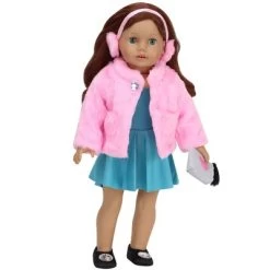 Dolls Discount Store 33 Sophia’s Pink Faux Fur Coat And Earmuff Headband Set For 18" Dolls