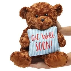 Get Well Soon Bear Plush Pillow, Get Well Soon Bear For Kids, Adults (Dark Brown, 14 In) -Dolls Discount Store GUEST 2adb9460 ae99 40d7 8977 d81de101e8ba