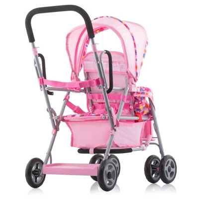 Joovy Baby Doll Caboose Tandem Stroller - Pink Dot 3 Joovy Baby Doll Caboose Tandem Stroller - Pink Dot