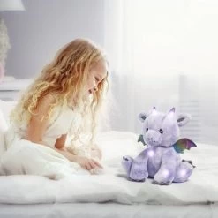 FAO Schwarz Glow Brights Toy Plush LED With Sound Dragon 13" Stuffed Animal