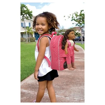 Badger Basket Doll Travel Backpack With Plush Friend Compartment - Star Pattern 3 Badger Basket Doll Travel Backpack With Plush Friend Compartment - Star Pattern