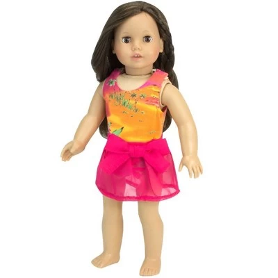 Sophia’s Bathing Suit & Sarong Outfit Set For 18” Dolls, Orange/Hot Pink 4 Sophia’s Bathing Suit & Sarong Outfit Set For 18” Dolls, Orange/Hot Pink - Image 2