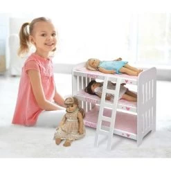 Badger Basket Triple Doll Bunk Bed With Ladder, Bedding, And Free Personalization Kit - Pink Gingham -Dolls Discount Store GUEST 42ea9ba3 99db 4245 af58 706945fd05de