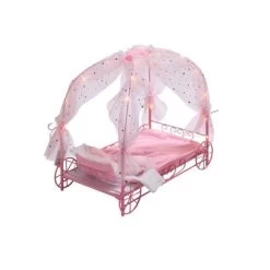 Badger Basket Royal Carriage Metal Doll Bed With Canopy Bedding And LED Lights - Pink/White/Stars -Dolls Discount Store GUEST 44855f23 75bc 4d71 a9ce 687e8f358129