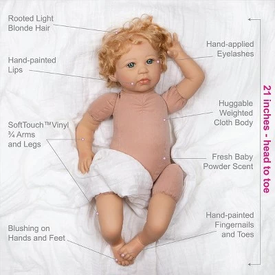 Paradise Galleries Reborn Toddler Girl Doll Story Time, 21 Inch With Light Blonde Hair And Blue Eyes, Made In SoftTouch Vinyl 5 Paradise Galleries Reborn Toddler Girl Doll Story Time, 21 Inch With Light Blonde Hair And Blue Eyes, Made In SoftTouch Vinyl - Image 3