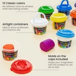 Arteza Kids Play Dough In Tubs, Regular Colors - 12 Pack