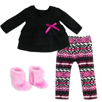 Sophia’s Ikat Print Knit Leggings, Long-Sleeved Top, & Fuzzy Boots Outfit For 18” Dolls, Hot Pink/Black 3 Sophia’s Ikat Print Knit Leggings, Long-Sleeved Top, & Fuzzy Boots Outfit For 18” Dolls, Hot Pink/Black