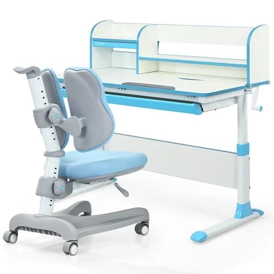 Costway Adjustable Kids Study Desk Drafting Table Chair Set W/ Bookshelf 10 Costway Adjustable Kids Study Desk Drafting Table Chair Set W/ Bookshelf - Image 8