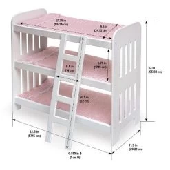 Badger Basket Triple Doll Bunk Bed With Ladder, Bedding, And Free Personalization Kit - Pink Gingham -Dolls Discount Store GUEST 5d9dcef6 5586 466a a29e 2b97e71fa2c4