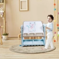 Costway 2 In 1 Kids Easel Table & Chair Set Adjustable Art Painting Board Gray/Blue/Light Pink -Dolls Discount Store GUEST 637c350d a63d 4a86 b41d f0057e4c7bba