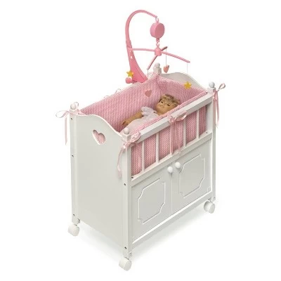 Badger Basket Cabinet Doll Crib With Gingham Bedding And Free Personalization Kit - White/Pink 6 Badger Basket Cabinet Doll Crib With Gingham Bedding And Free Personalization Kit - White/Pink - Image 5