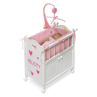 Badger Basket Cabinet Doll Crib With Gingham Bedding And Free Personalization Kit - White/Pink 7 Badger Basket Cabinet Doll Crib With Gingham Bedding And Free Personalization Kit - White/Pink - Image 6