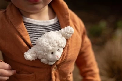 Bearington Baby Wee Lamby, Small Lamb Stuffed Animal Lovey Security Blanket, 8" X 7" 4 Bearington Baby Wee Lamby, Small Lamb Stuffed Animal Lovey Security Blanket, 8" X 7" - Image 2