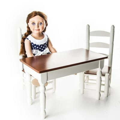 The Queen's Treasures 18 In Doll Fully Wooden Kitchen Table And Two Chairs 5 The Queen's Treasures 18 In Doll Fully Wooden Kitchen Table And Two Chairs - Image 3