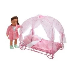 Badger Basket Royal Carriage Metal Doll Bed With Canopy Bedding And LED Lights - Pink/White/Stars -Dolls Discount Store GUEST 83844960 2fac 4cd8 81c6 83be4c15c252