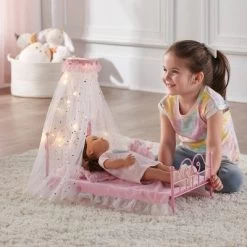 Starlights LED Canopy Metal Doll Bed With Bedding - Pink -Dolls Discount Store GUEST 899ecc6f 4c1f 4dfb 9af0 86803f3c62df