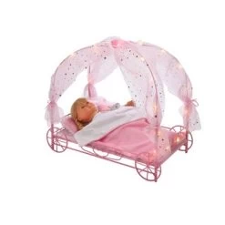 Badger Basket Royal Carriage Metal Doll Bed With Canopy Bedding And LED Lights - Pink/White/Stars -Dolls Discount Store GUEST 8f89e4bf 8c5b 4fff 900a dbdc21011eff