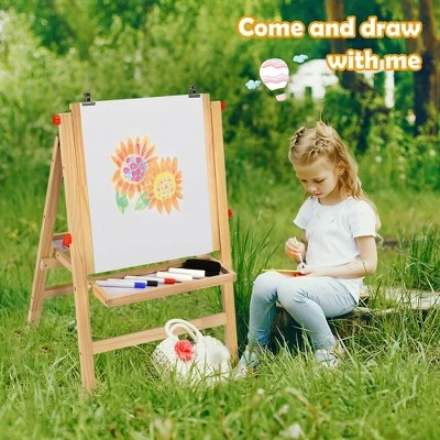 Costway Kids Art Easel W/ Whiteboard & Paper Roll Double Sided Chalkboard 5 Costway Kids Art Easel W/ Whiteboard & Paper Roll Double Sided Chalkboard - Image 3