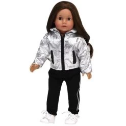 Sophia’s Silver Metallic Jacket, Black Side Stripe Joggers, Sneakers, & Hat For 18” Dolls, Silver/Black -Dolls Discount Store GUEST 95ac5128 0919 4b20 a1ca 52d82252b1d2