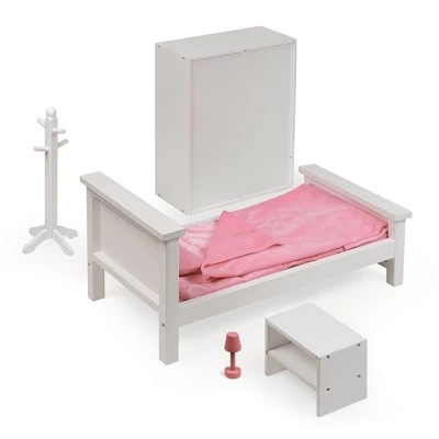 Bedroom Furniture Set For 18" Dolls - White/Pink 4 Bedroom Furniture Set For 18" Dolls - White/Pink - Image 2