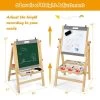 Costway Kids Art Easel W/ Whiteboard & Paper Roll Double Sided Chalkboard