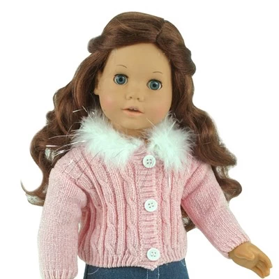 Sophia’s 3 Piece Feather Trim Sweater Outfit Set For 18'' Dolls, Pink 5 Sophia’s 3 Piece Feather Trim Sweater Outfit Set For 18'' Dolls, Pink - Image 3