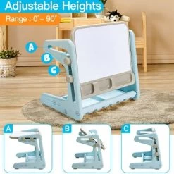Costway 2 In 1 Kids Easel Table & Chair Set Adjustable Art Painting Board Gray/Blue/Light Pink -Dolls Discount Store GUEST ab516783 b433 4ff7 a4e6 351951f0878c