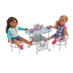 Badger Basket Tea Time Metal Doll Table And Chair Set With Accessories - Silver/Pink/Multi -Dolls Discount Store GUEST b3d98e87 386a 4f2e 9371 067607bd061c