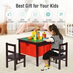 Costway 2-in-1 Kids Double-sided Activity Building Block Table W/ Drawers Brown -Dolls Discount Store GUEST c281913d 45c8 4d4c b6ad e99afacf3e7f