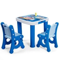 Costway Multifunctional Kids Desk & 2 Height-Adjustable Chairs W/ Non-slip Point Pink Blue Natural -Dolls Discount Store GUEST d78b6615 5de2 4ed6 87a5 26890cd88c16