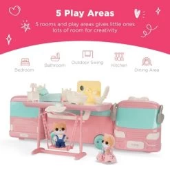 Best Choice Products Camper Van Playset Pretend Play Dollhouse Toy With 54 Accessories And Tiny Critters For Kids -Dolls Discount Store GUEST e28539f6 704c 4c3a 9fde ed54dc58ddb1