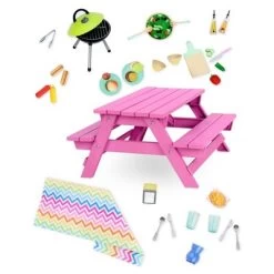 Our Generation Picnic Table Set With Play Food Accessories For 18" Dolls - Pink -Dolls Discount Store GUEST e2cb7f01 f9b3 431a bced c92065e433ab