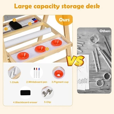 Costway Kids Art Easel W/ Whiteboard & Paper Roll Double Sided Chalkboard 7 Costway Kids Art Easel W/ Whiteboard & Paper Roll Double Sided Chalkboard - Image 5