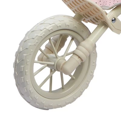 Olivia's Little World - Polka Dots Princess Baby Doll Twin Jogging Stroller - Pink & Gray 6 Olivia's Little World - Polka Dots Princess Baby Doll Twin Jogging Stroller - Pink & Gray - Image 4