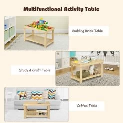 Costway Solid Wood Kids Activity Play Table Block Table Multifunction W/Storage -Dolls Discount Store GUEST fed89024 9cfa 404a aa92 fd441720ccad